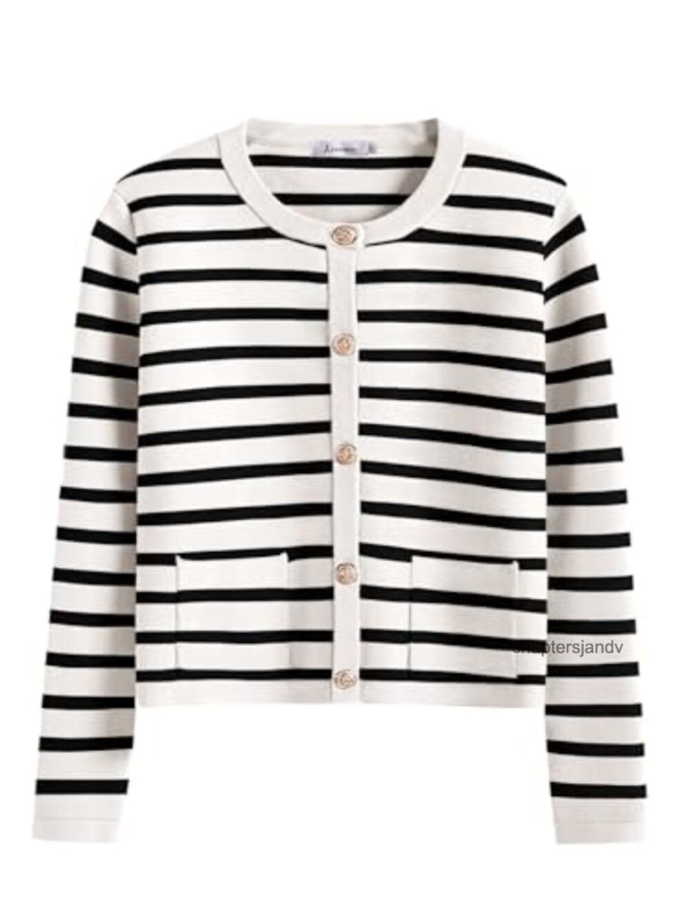 Women's Button Down Cropped Striped Cardigan Sweater Long Sleeve